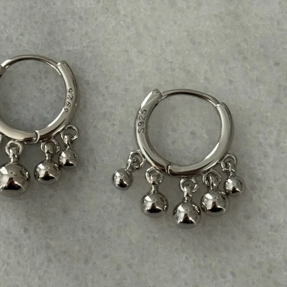 COPY - Sterling Silver Ball Round Fringe Huggie Hoop Earrings